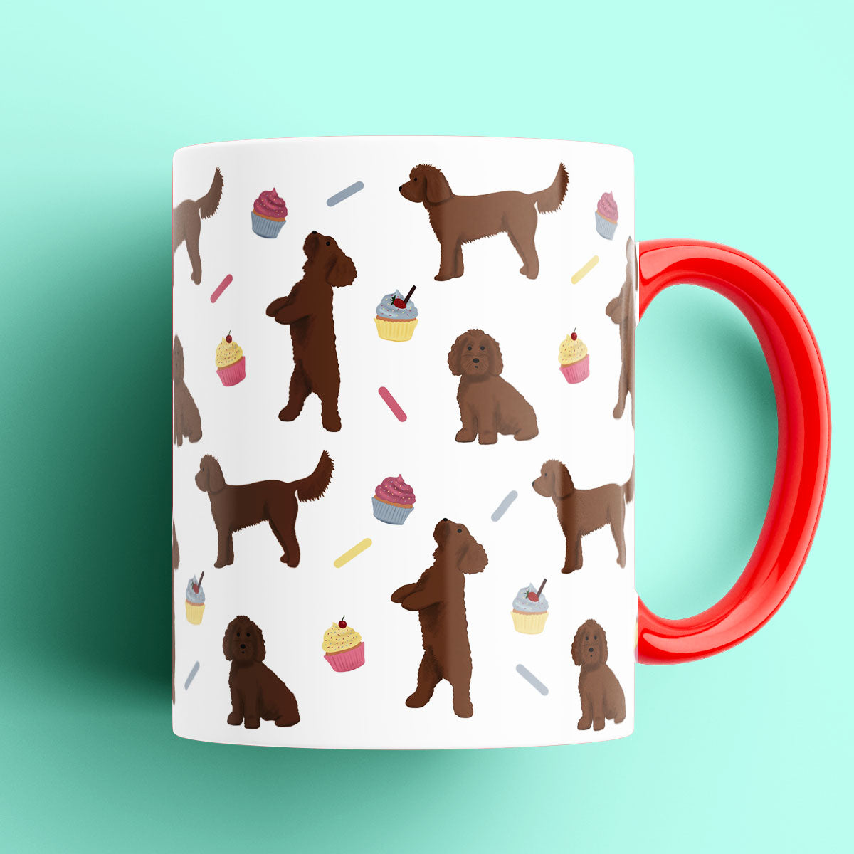 Chocolate Cockapoos and Cupcakes Patterned Mug