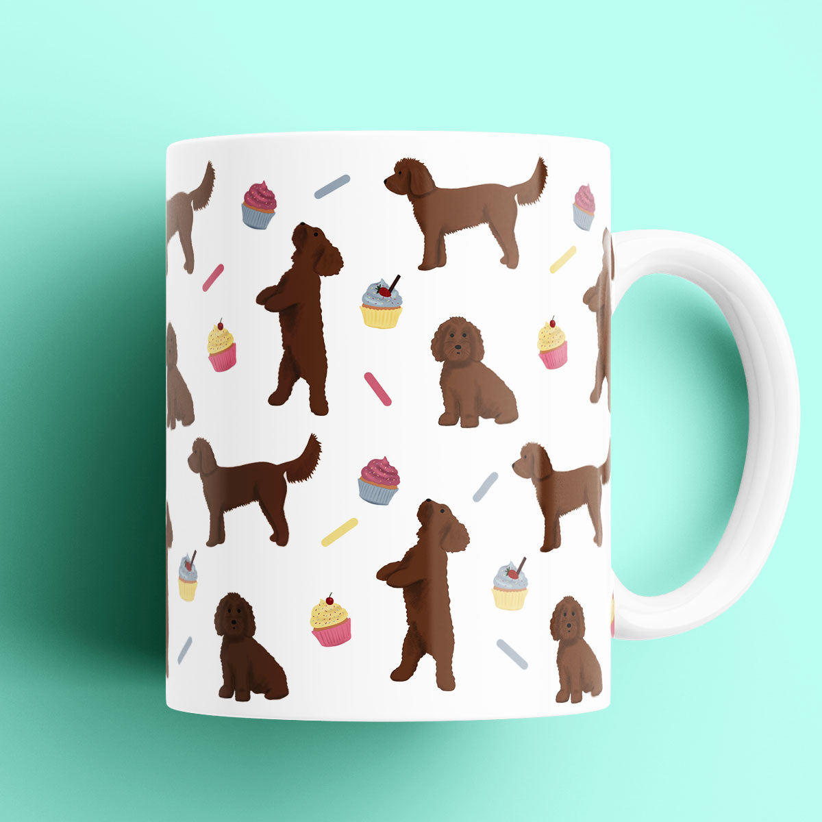 Chocolate Cockapoos and Cupcakes Patterned Mug