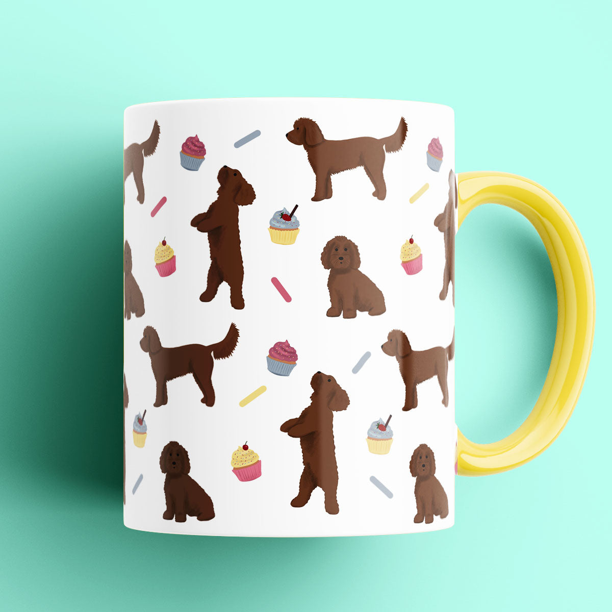 Chocolate Cockapoos and Cupcakes Patterned Mug
