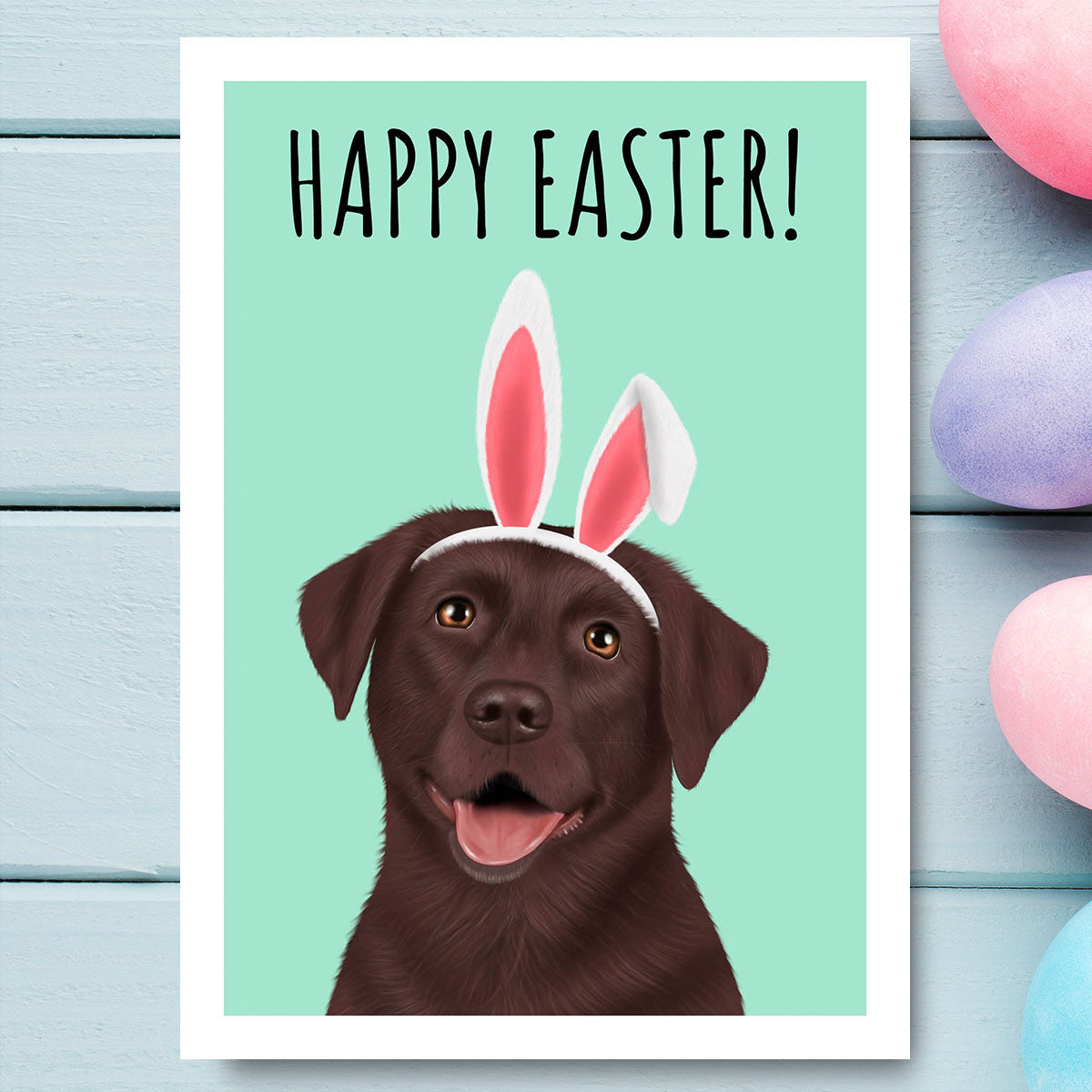 Chocolate Labrador Happy Easter Card