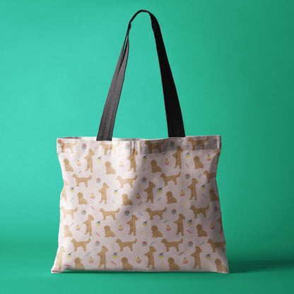 Cockapoos and Cupcakes Pattern Canvas Tote Bag