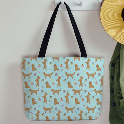 Cockapoos and Cupcakes Pattern Canvas Tote Bag