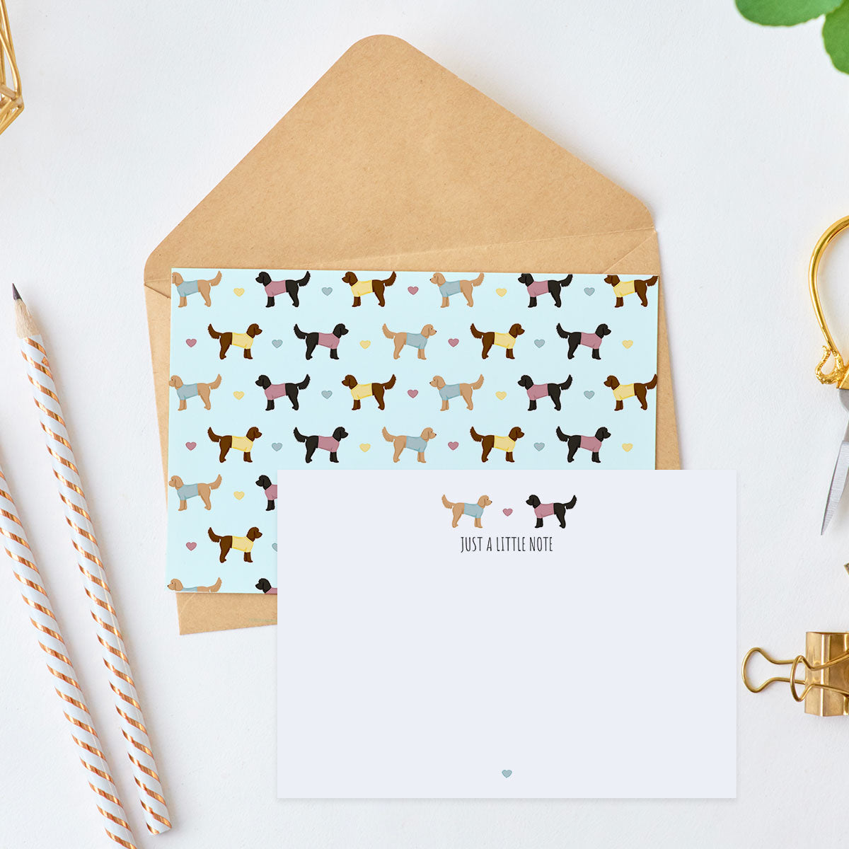 Cockapoo and Hearts Notecard Set