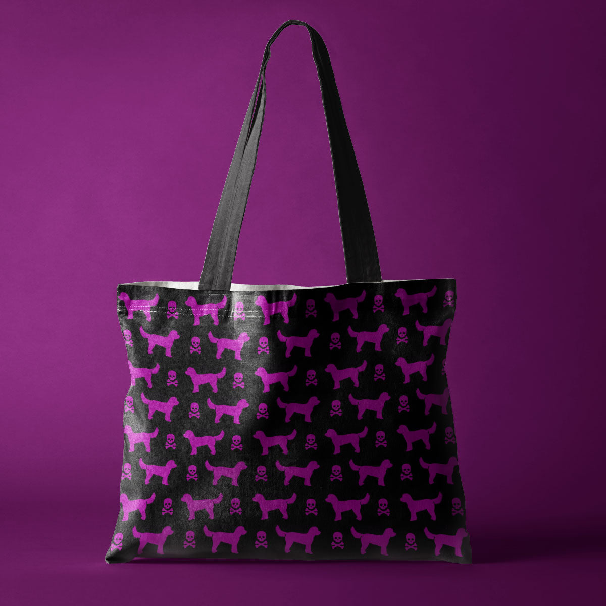 Cockapoos and Skulls Halloween Edition Canvas Tote Bag