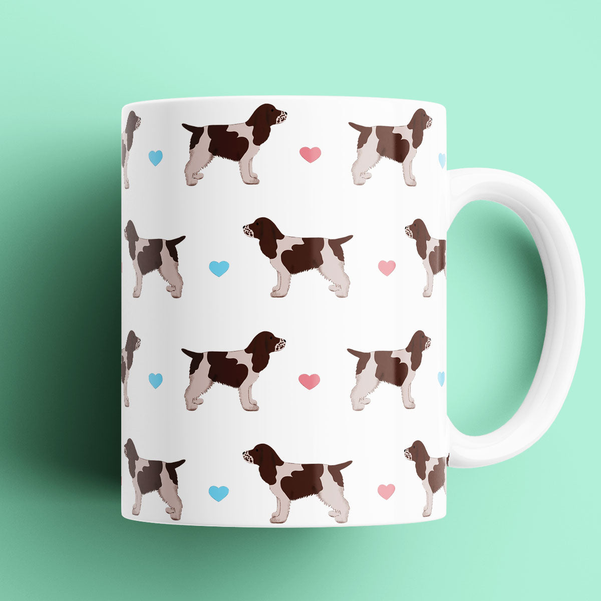Chocolate Roan Cocker Spaniel and Hearts Patterned Mug