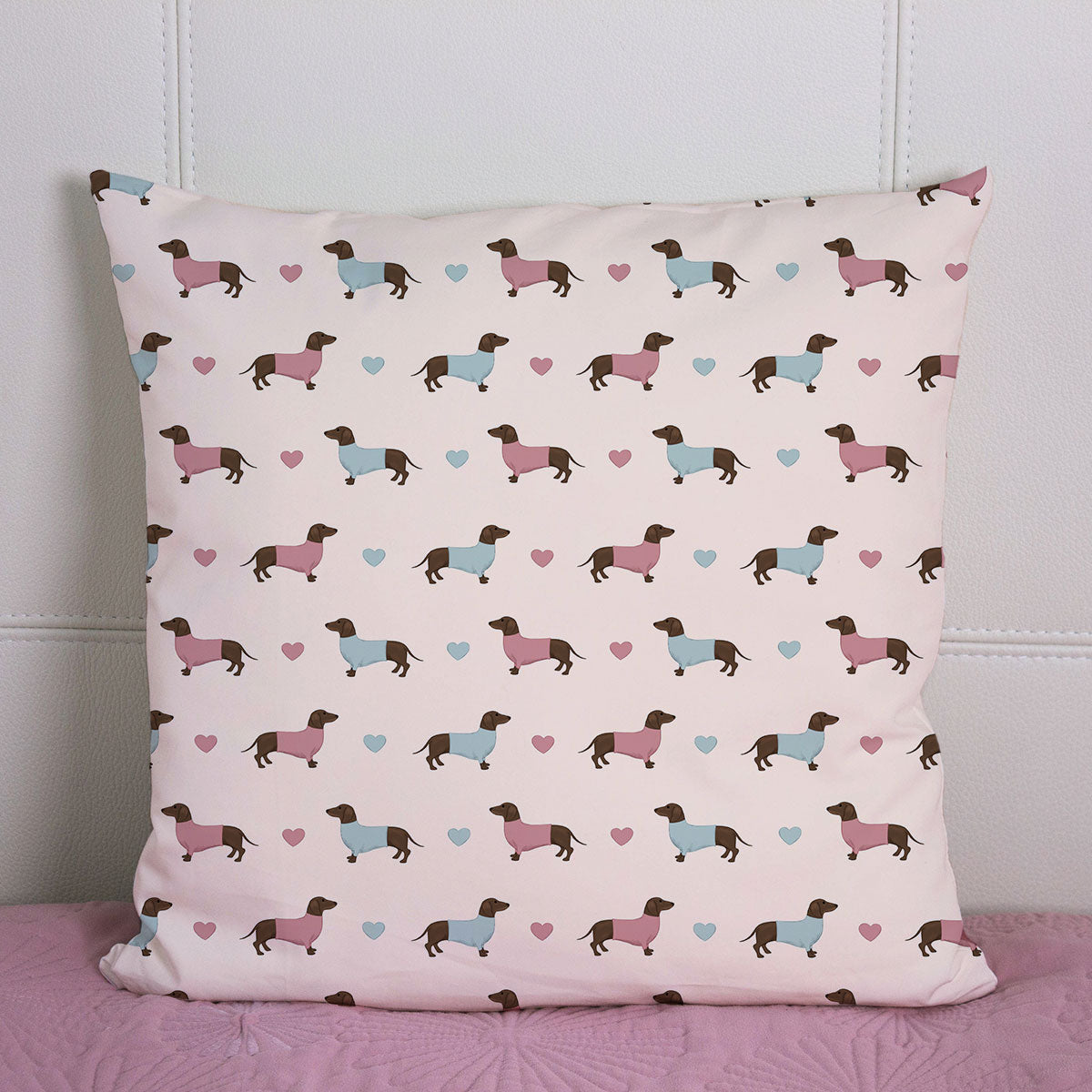 Dachshunds and Hearts Cushion