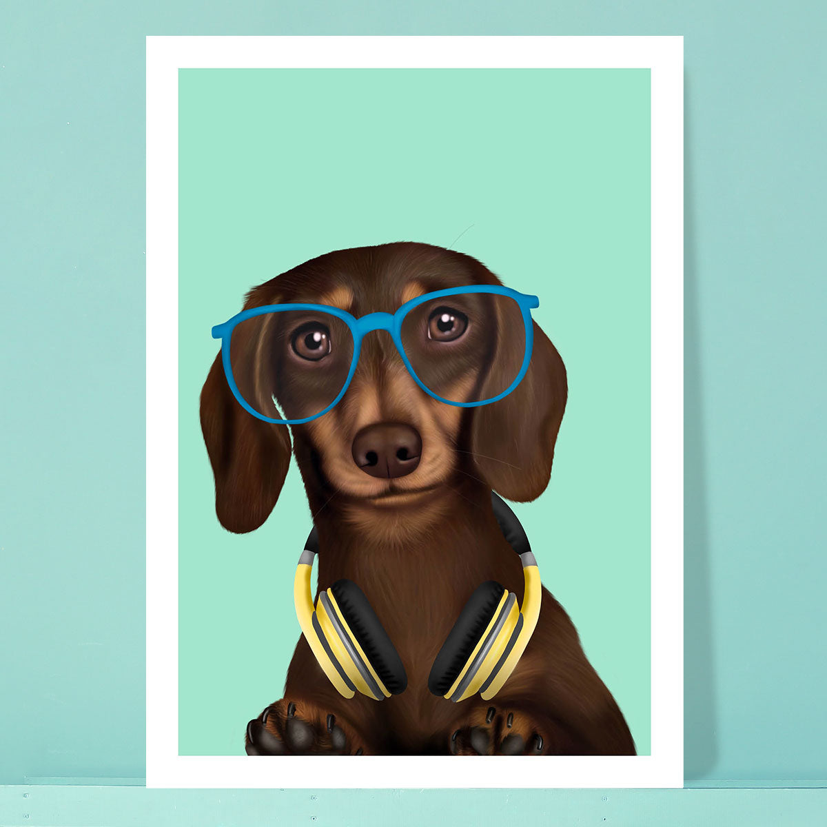 Dachshund in Glasses Card