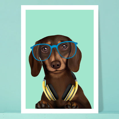 Dachshund in Glasses Card