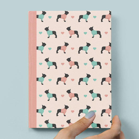 French Bulldogs and Hearts Hardcover Journal