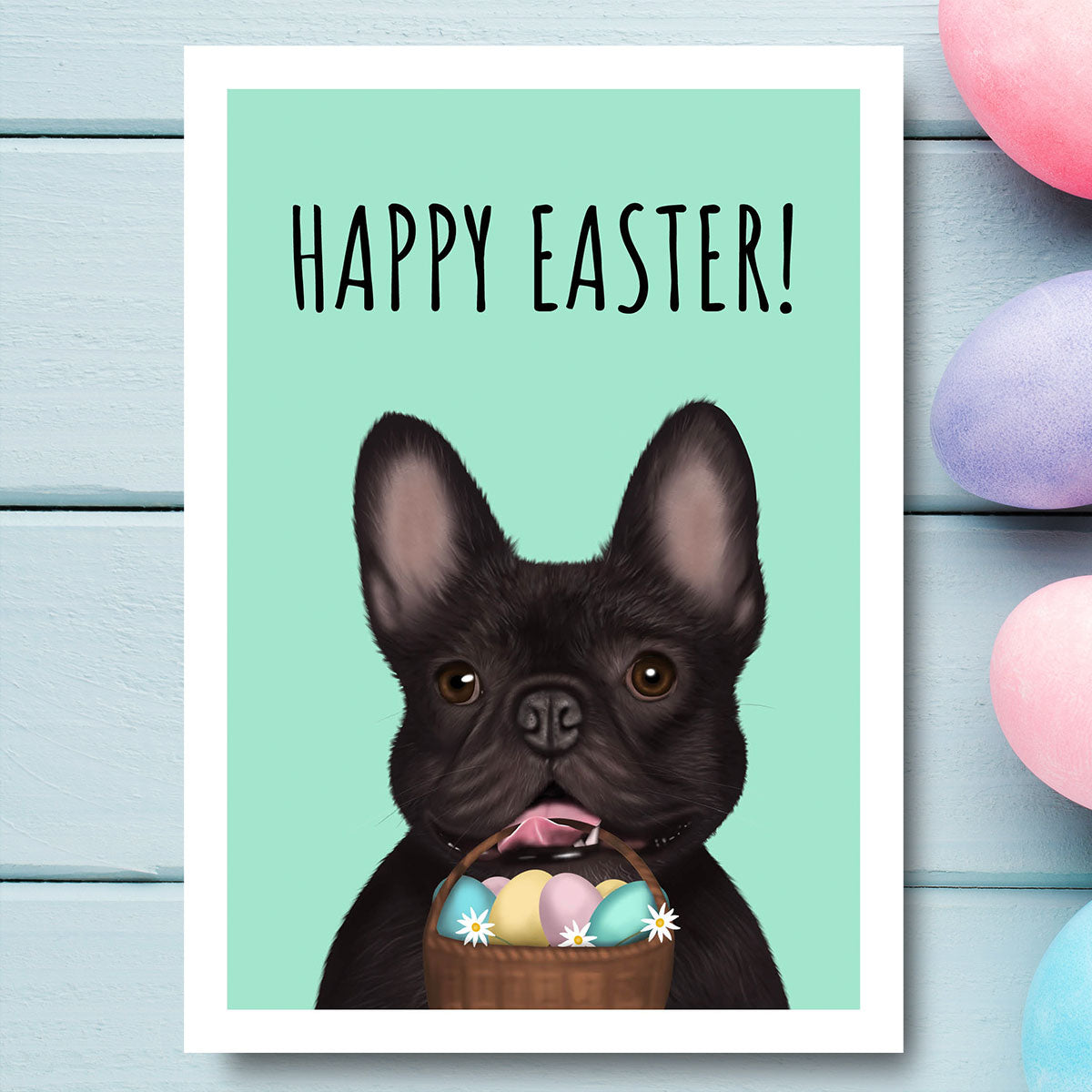 French Bulldog Happy Easter Card
