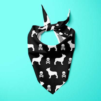 French Bulldogs and Skulls Halloween Edition Dog Bandana