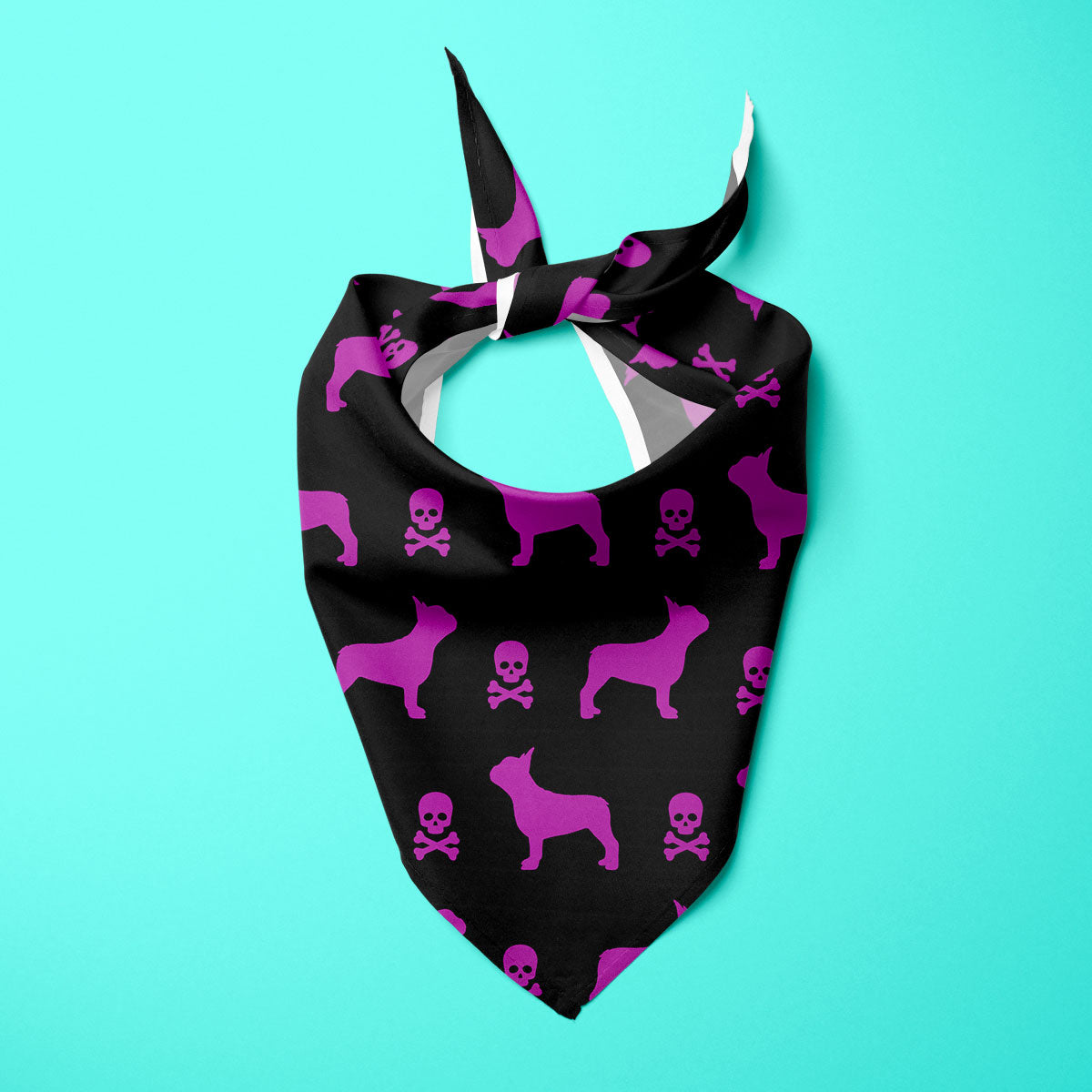 French Bulldogs and Skulls Halloween Edition Dog Bandana