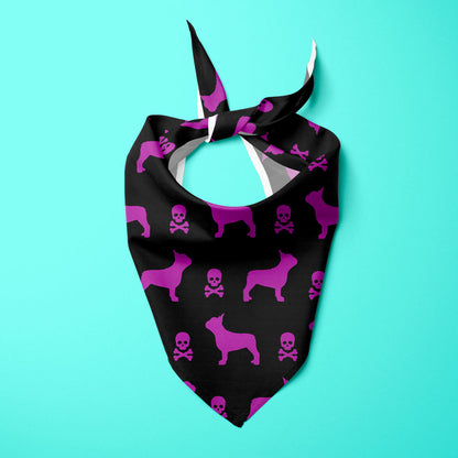 French Bulldogs and Skulls Halloween Edition Dog Bandana