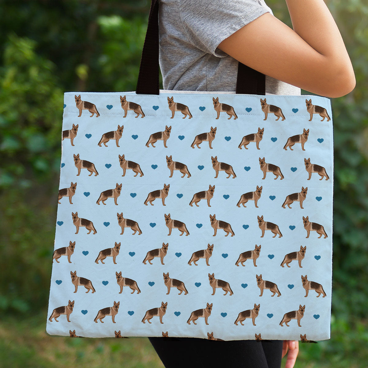 German Shepherds and Hearts Canvas Tote Bag