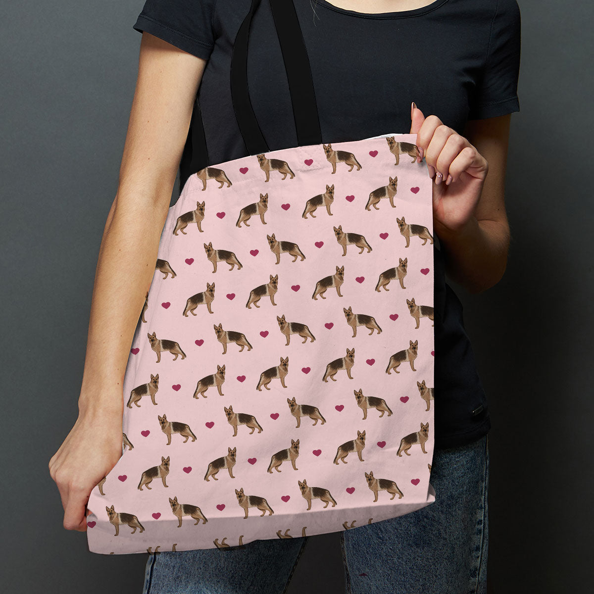 German Shepherds and Hearts Canvas Tote Bag