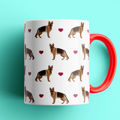 German Shepherds and Hearts Patterned Mug