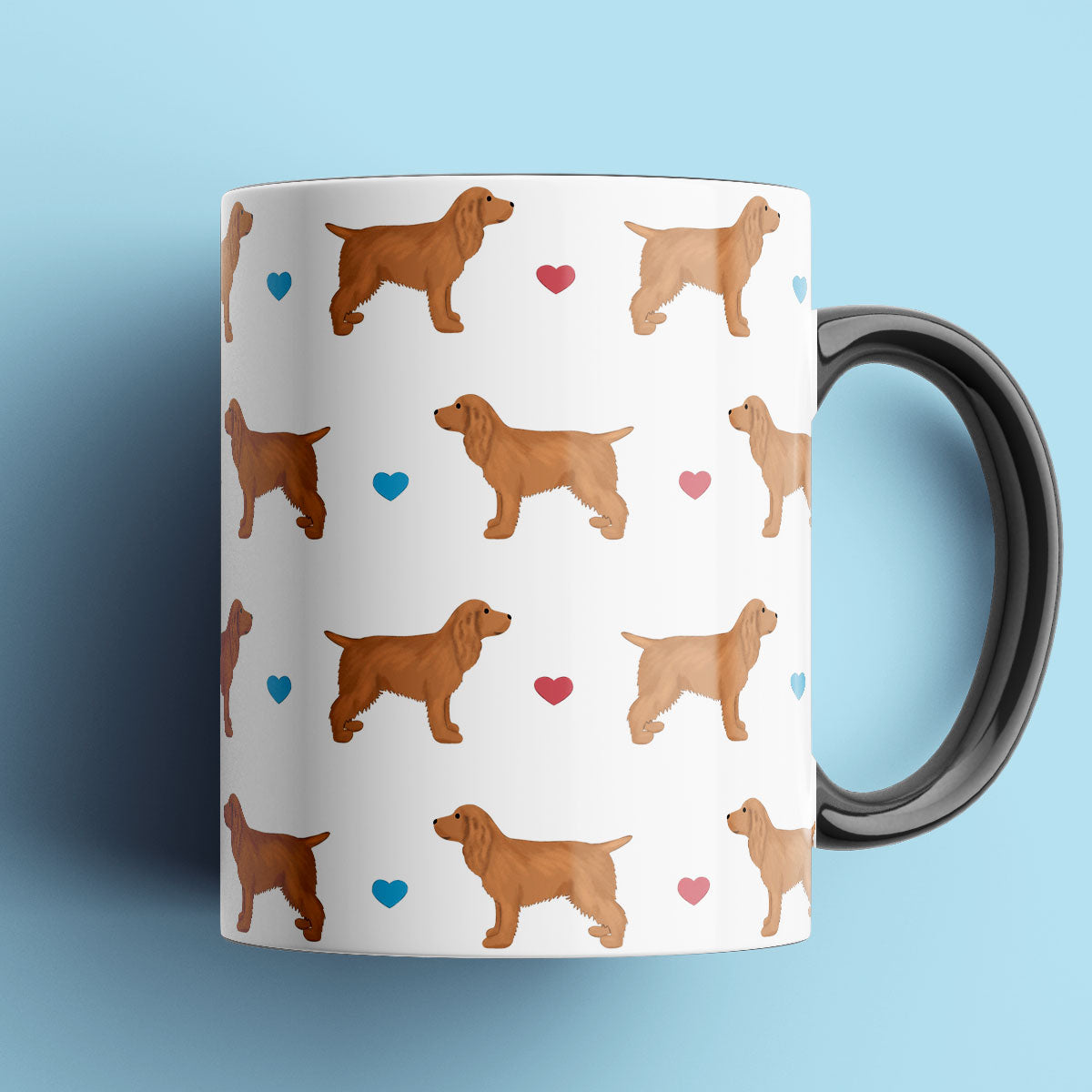 Golden Cocker Spaniels and Hearts Patterned Mug