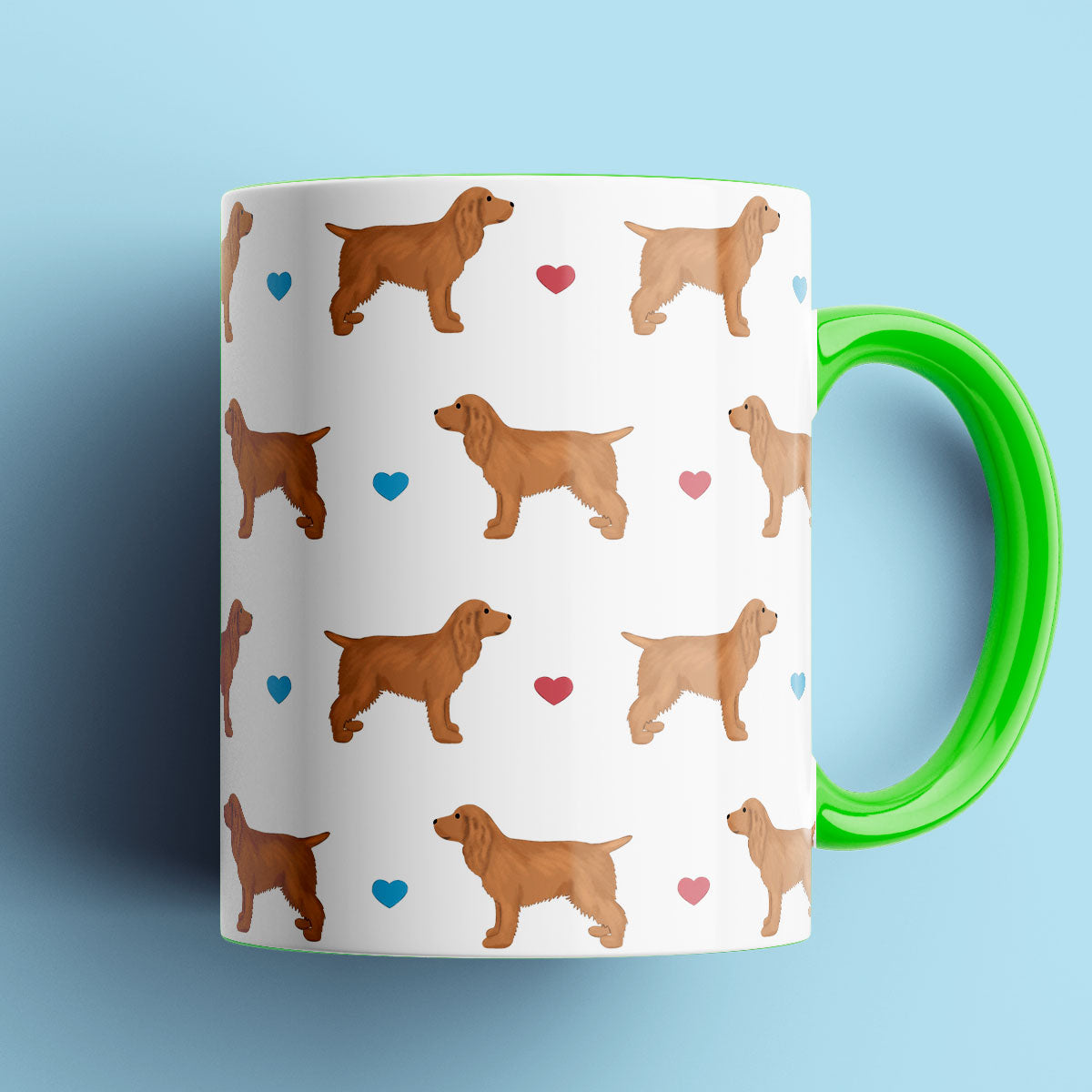 Golden Cocker Spaniels and Hearts Patterned Mug