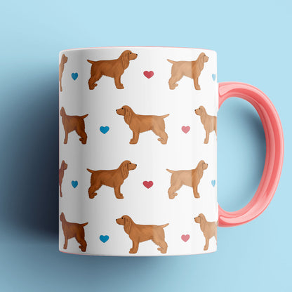 Golden Cocker Spaniels and Hearts Patterned Mug