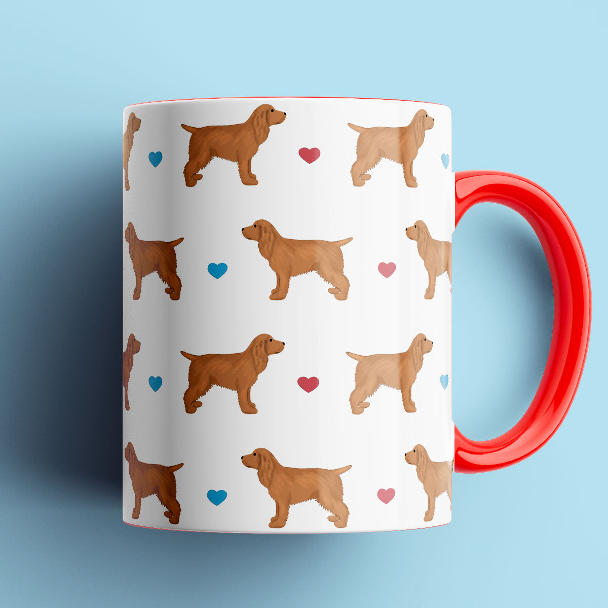Golden Cocker Spaniels and Hearts Patterned Mug