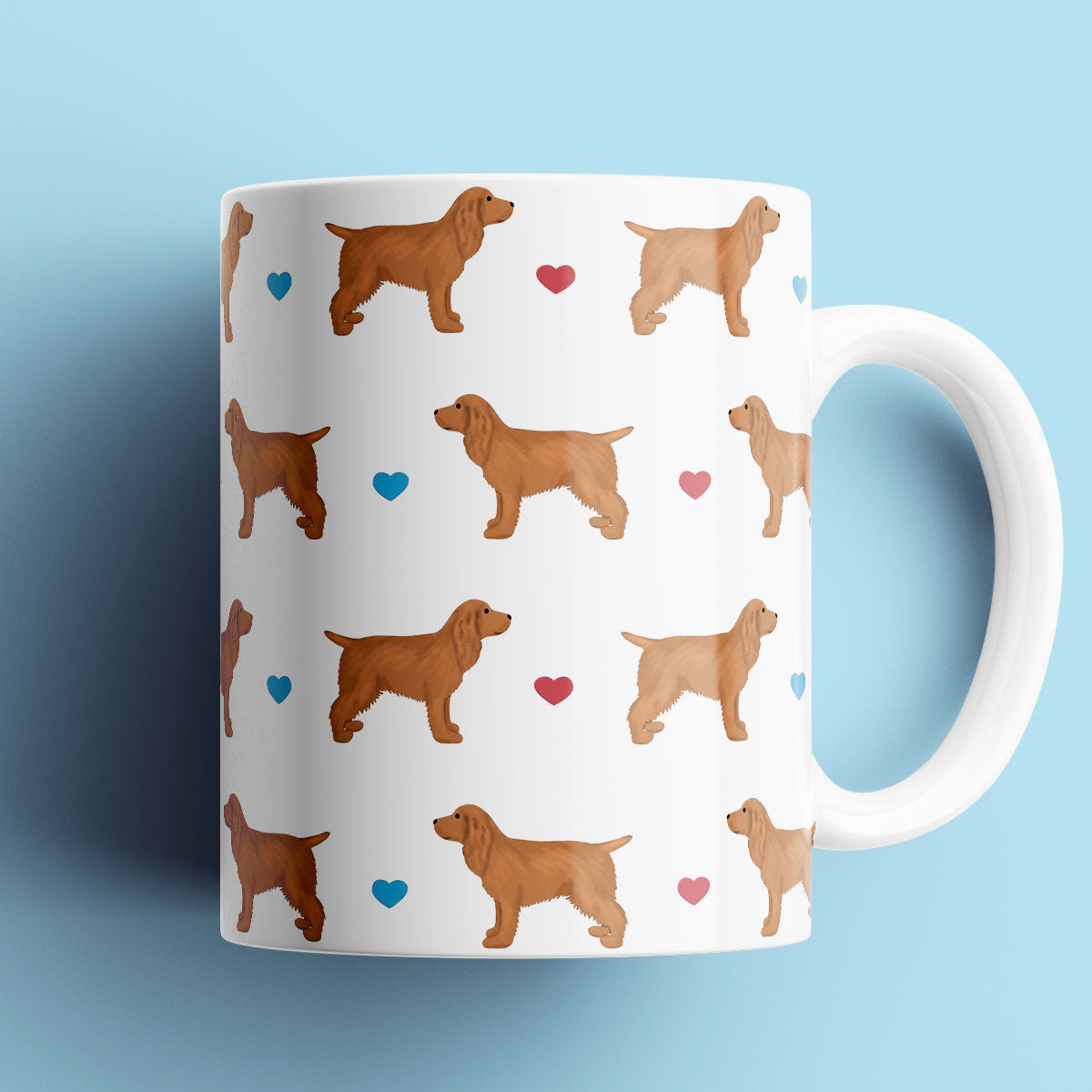 Golden Cocker Spaniels and Hearts Patterned Mug