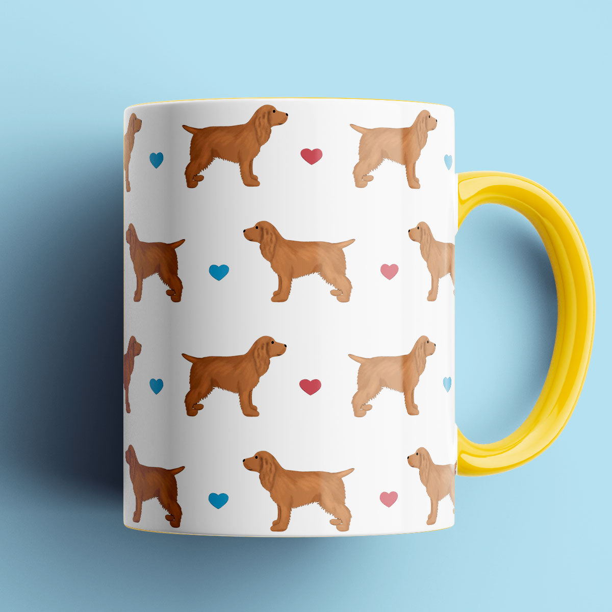 Golden Cocker Spaniels and Hearts Patterned Mug