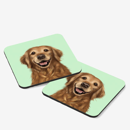 Golden Retriever Drinks Coaster
