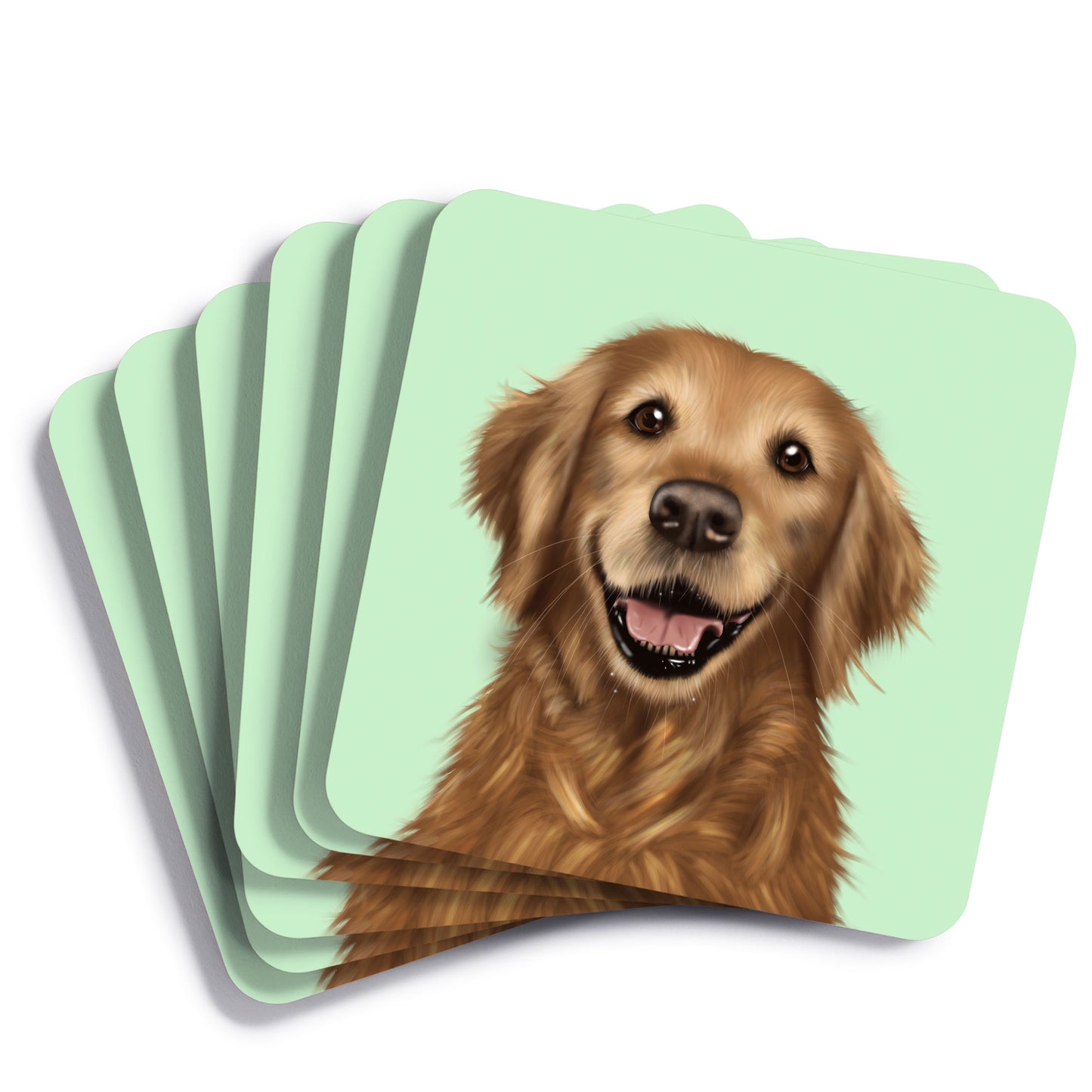 Golden Retriever Drinks Coaster