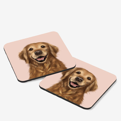 Golden Retriever Drinks Coaster