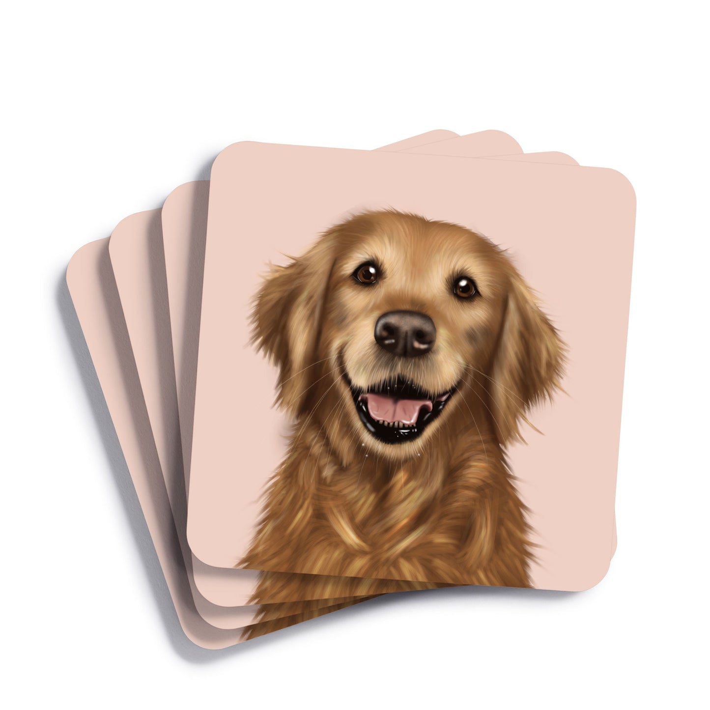 Golden Retriever Drinks Coaster