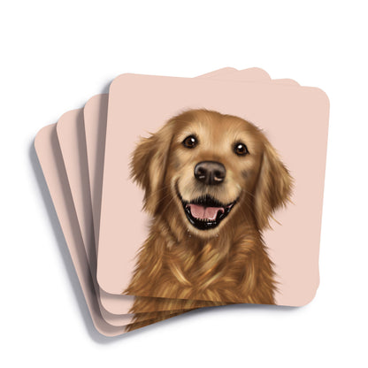 Golden Retriever Drinks Coaster