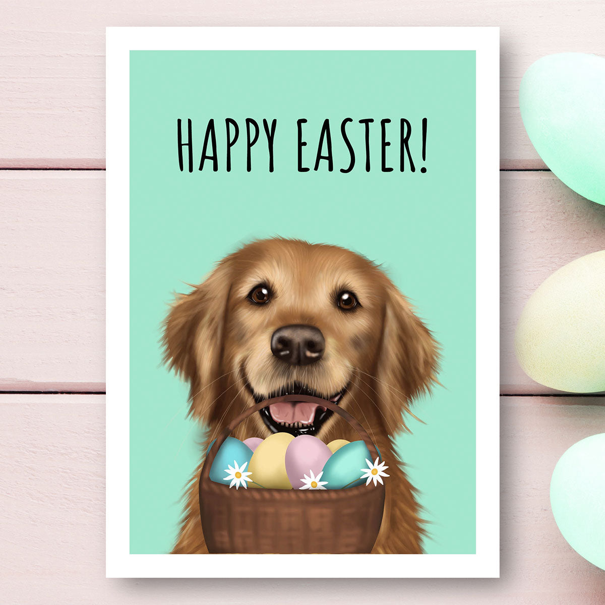 Golden Retriever Happy Easter Card