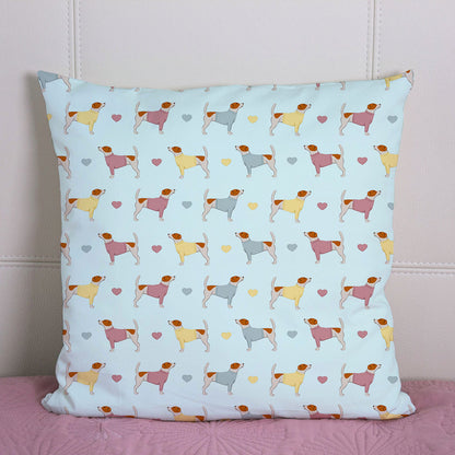Jack Russell and Hearts Pattern Cushion