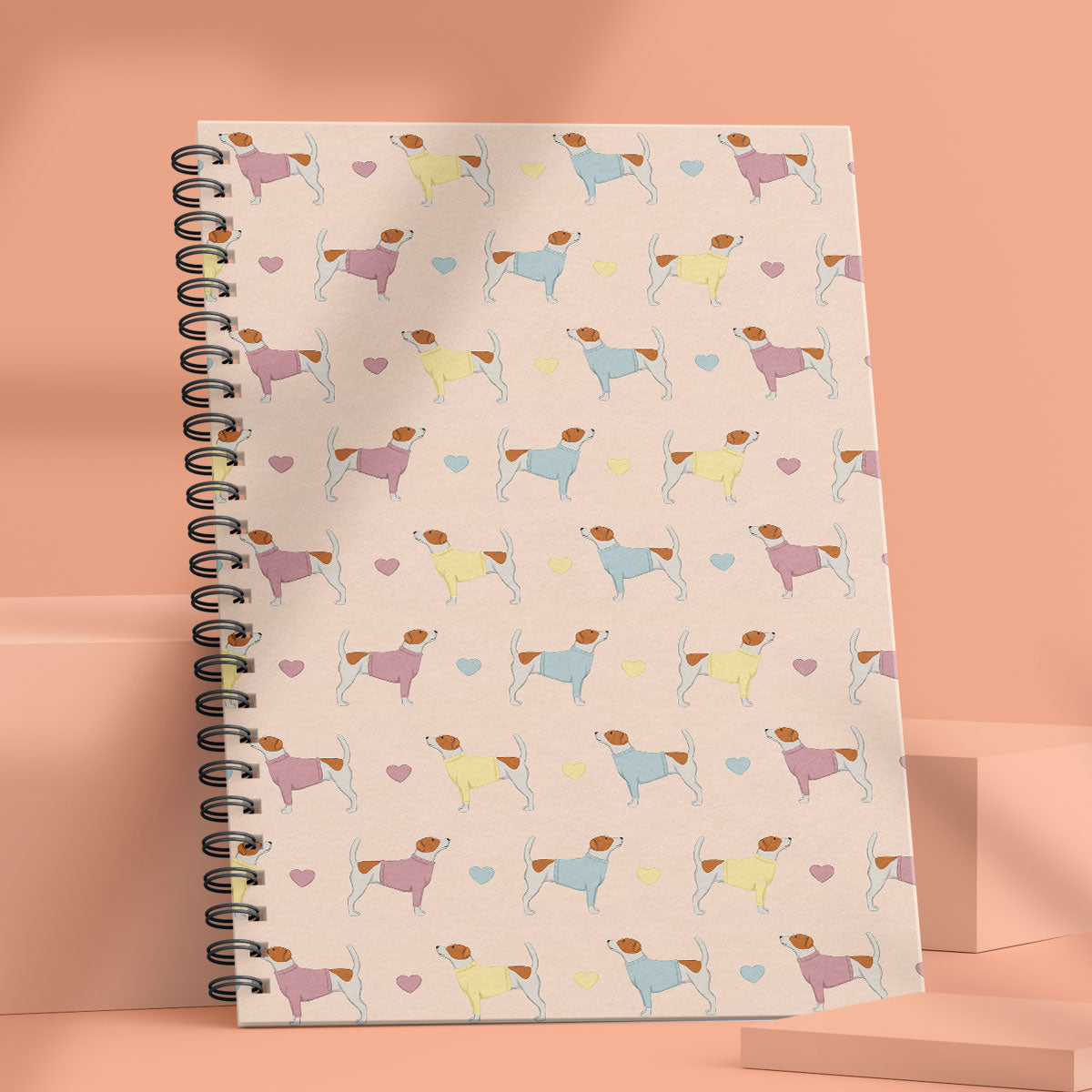 Jack Russells and Hearts Patterned Notebook