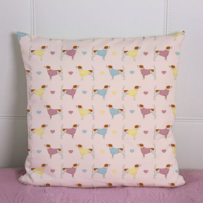 Jack Russell and Hearts Pattern Cushion