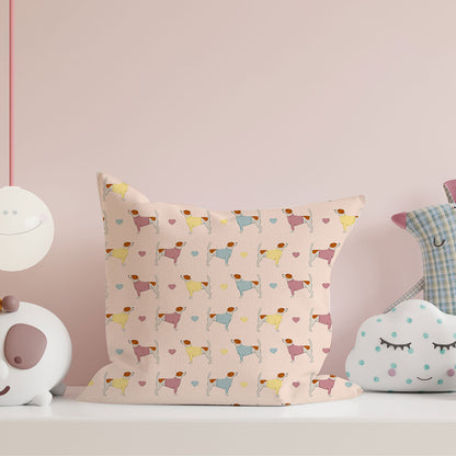 Jack Russell and Hearts Pattern Cushion
