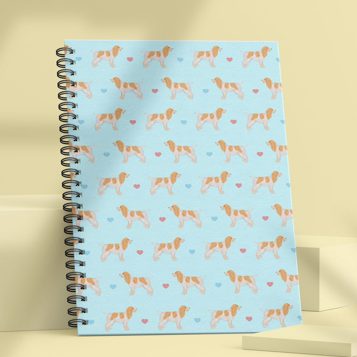 Lemon Roan Cocker Spaniels and Hearts Patterned Notebook
