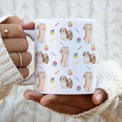 Lhasa Apso and Cupcakes Patterned Mug