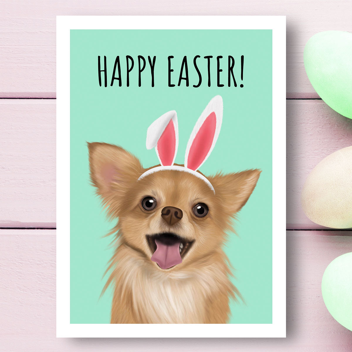 Long Haired Chihuahua Happy Easter Card