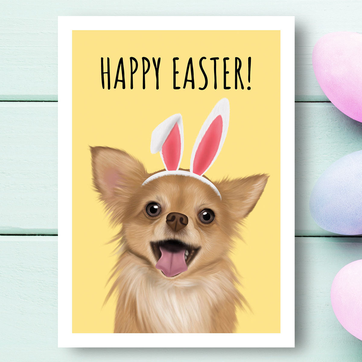 Long Haired Chihuahua Happy Easter Card