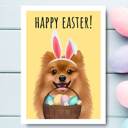 Pomeranian Happy Easter Card