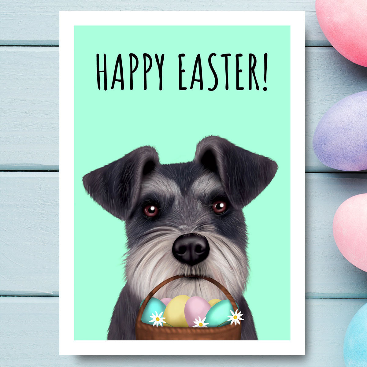 Schnauzer Happy Easter Card
