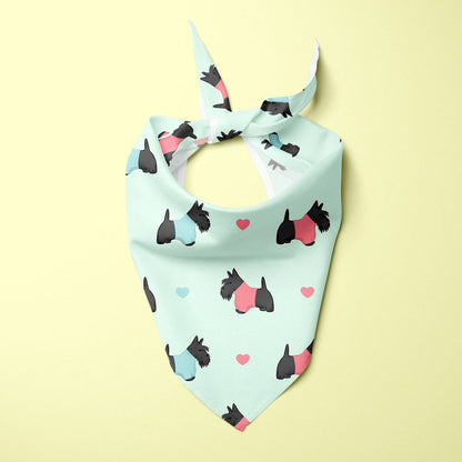 Scottish Terriers and Hearts Dog Bandana