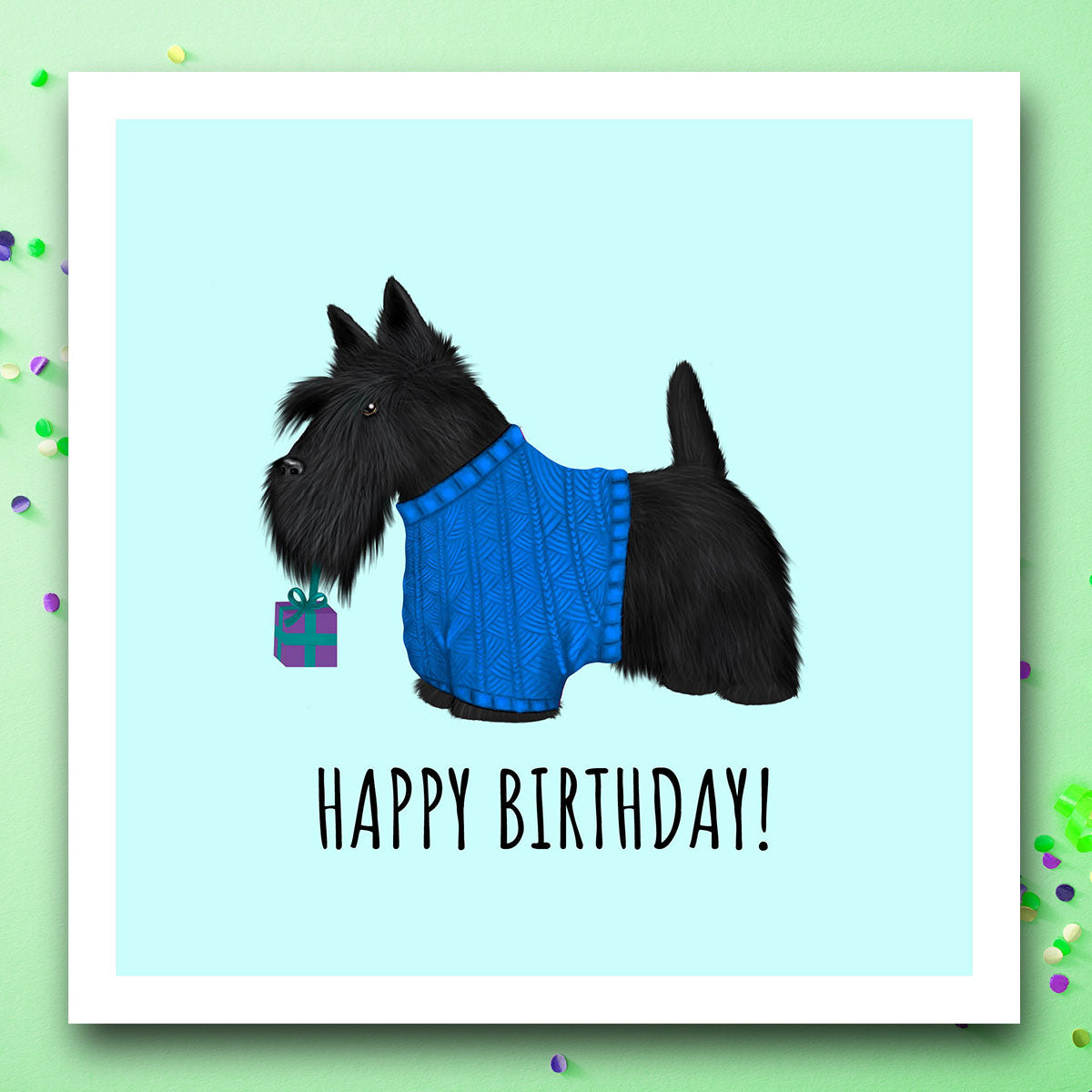 Scottish Terrier with Gift Birthday Card