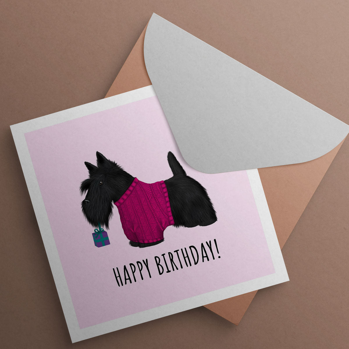Scottish Terrier with Gift Birthday Card