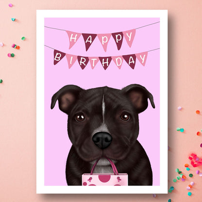 Staffordshire Bull Terrier Birthday Card