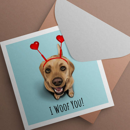 Yellow Labrador and Hearts Card