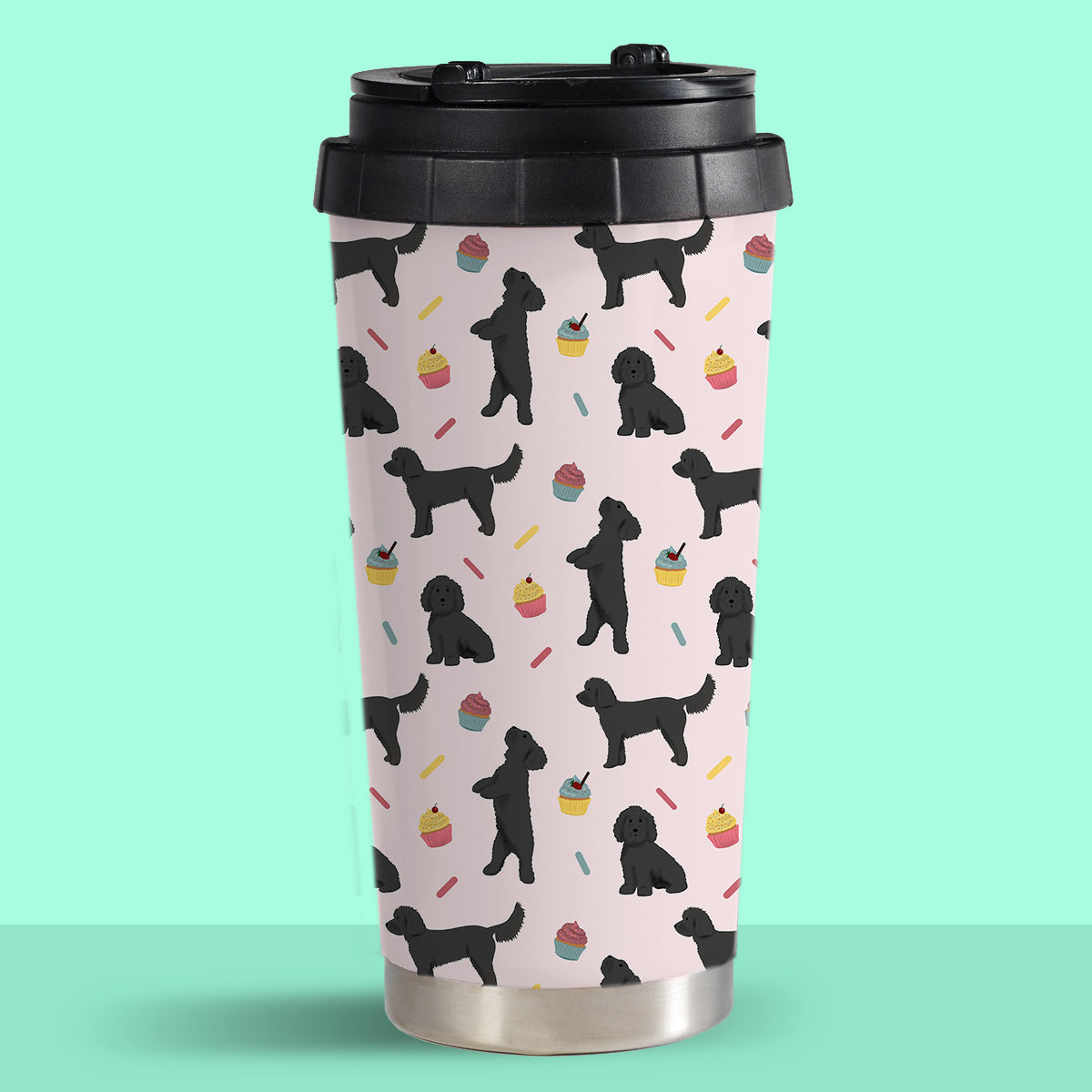 Black Cockapoos and Cupcakes Travel Mug