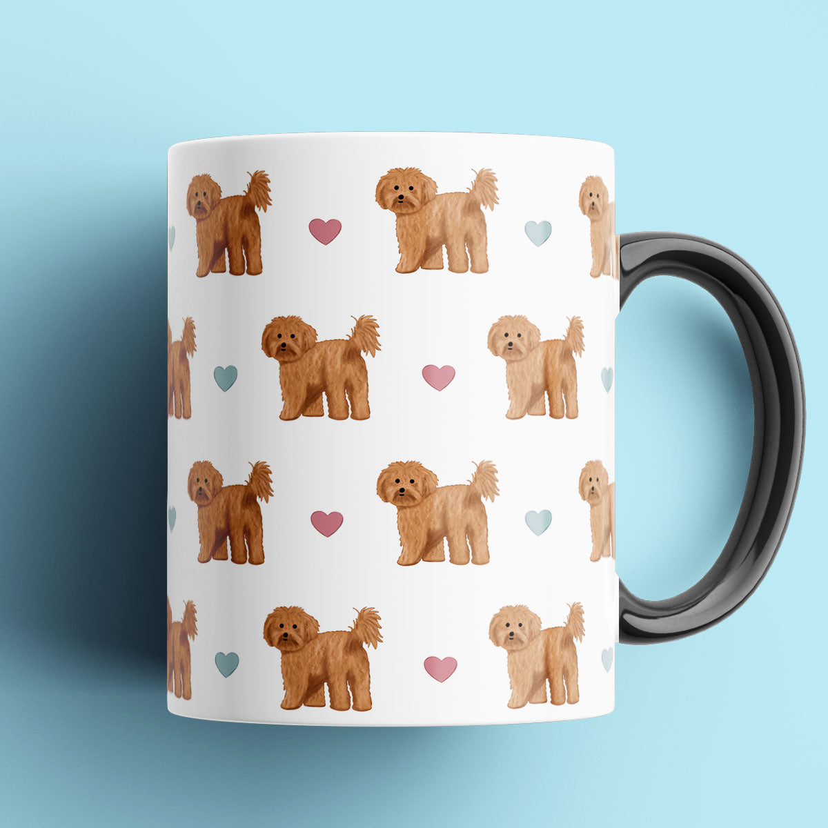 Cavapoos and Hearts Patterned Mug