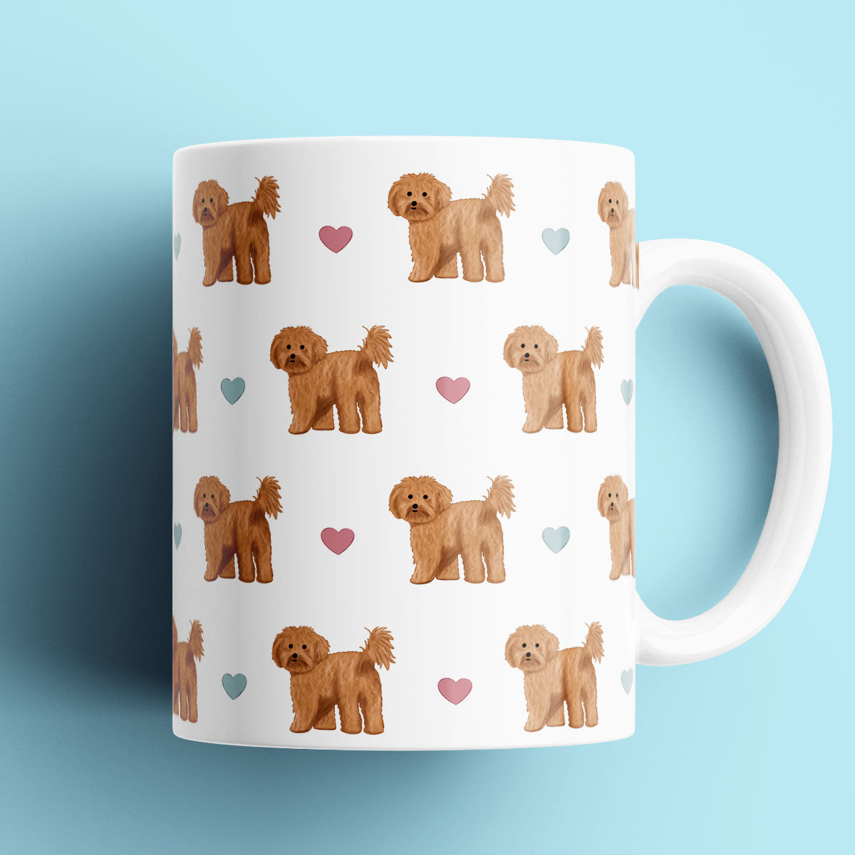 Cavapoos and Hearts Patterned Mug
